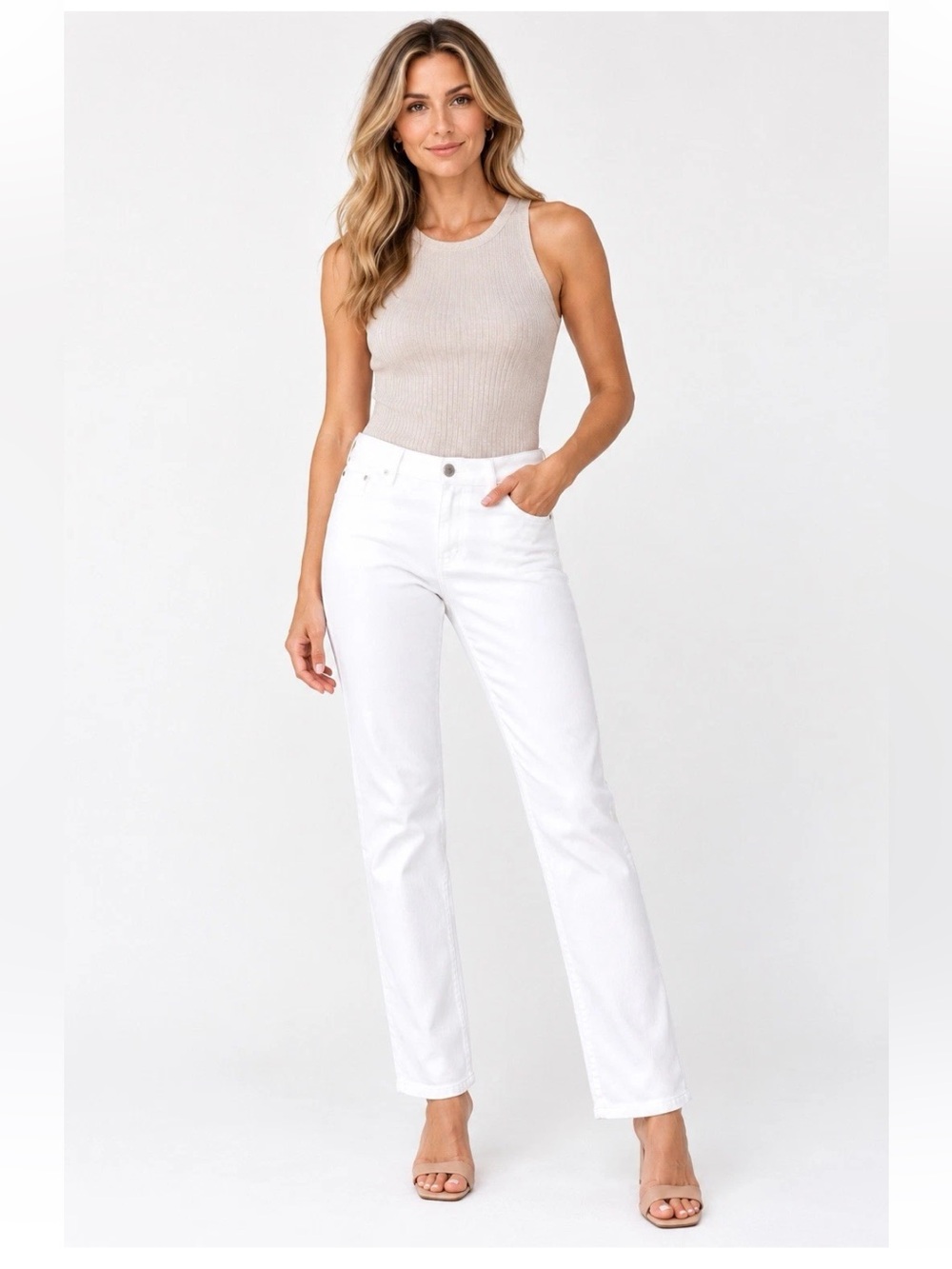 Lafayette 148 New York White Stretch Straight Leg Jeans Women’s Size 4 29” Long